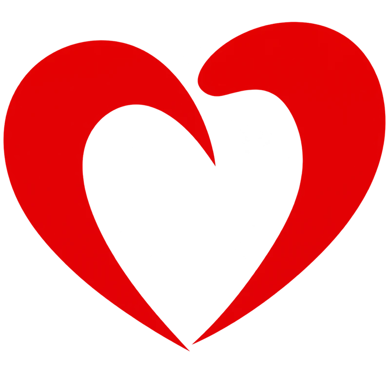 Červené srdce, symbol Farní charity.